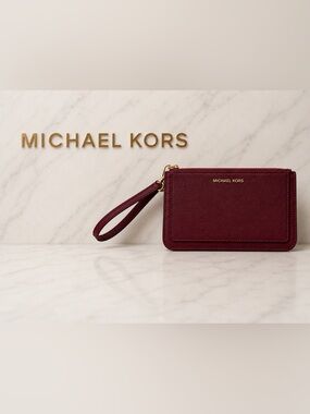 Michael Kors Jet Set Travel Wristlet Wallet Cherry Red burgundy